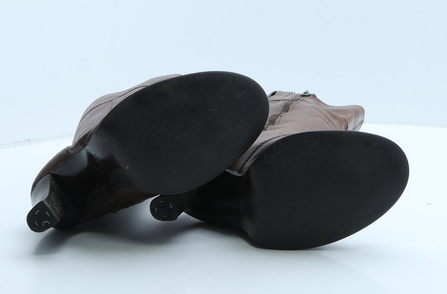 Preworn Womens Brown Leather Slip On Boot UK 4 37