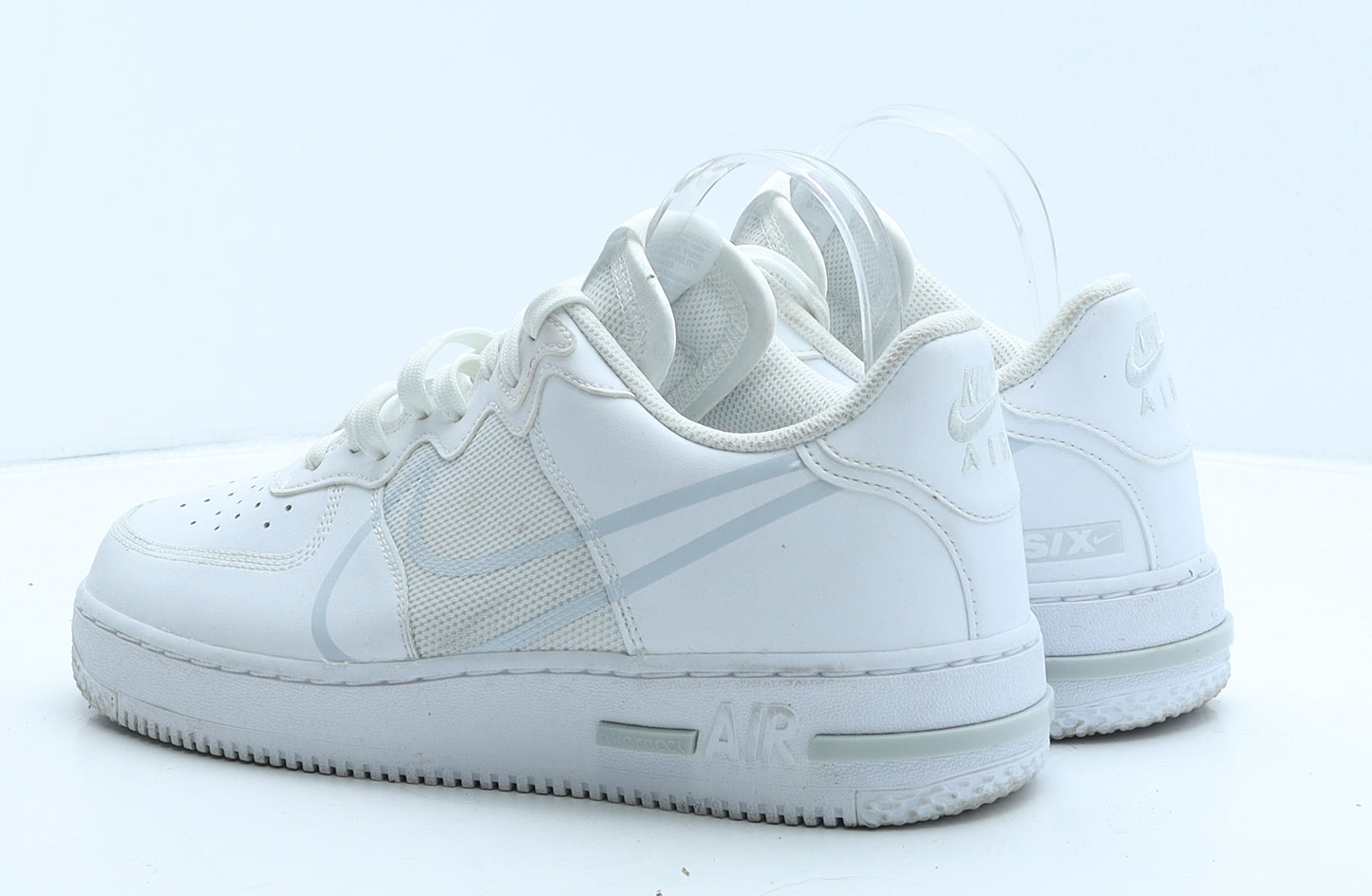 Nike Mens White Geometric Leather Trainer UK 9 44 - Dimsix React Air Force 1