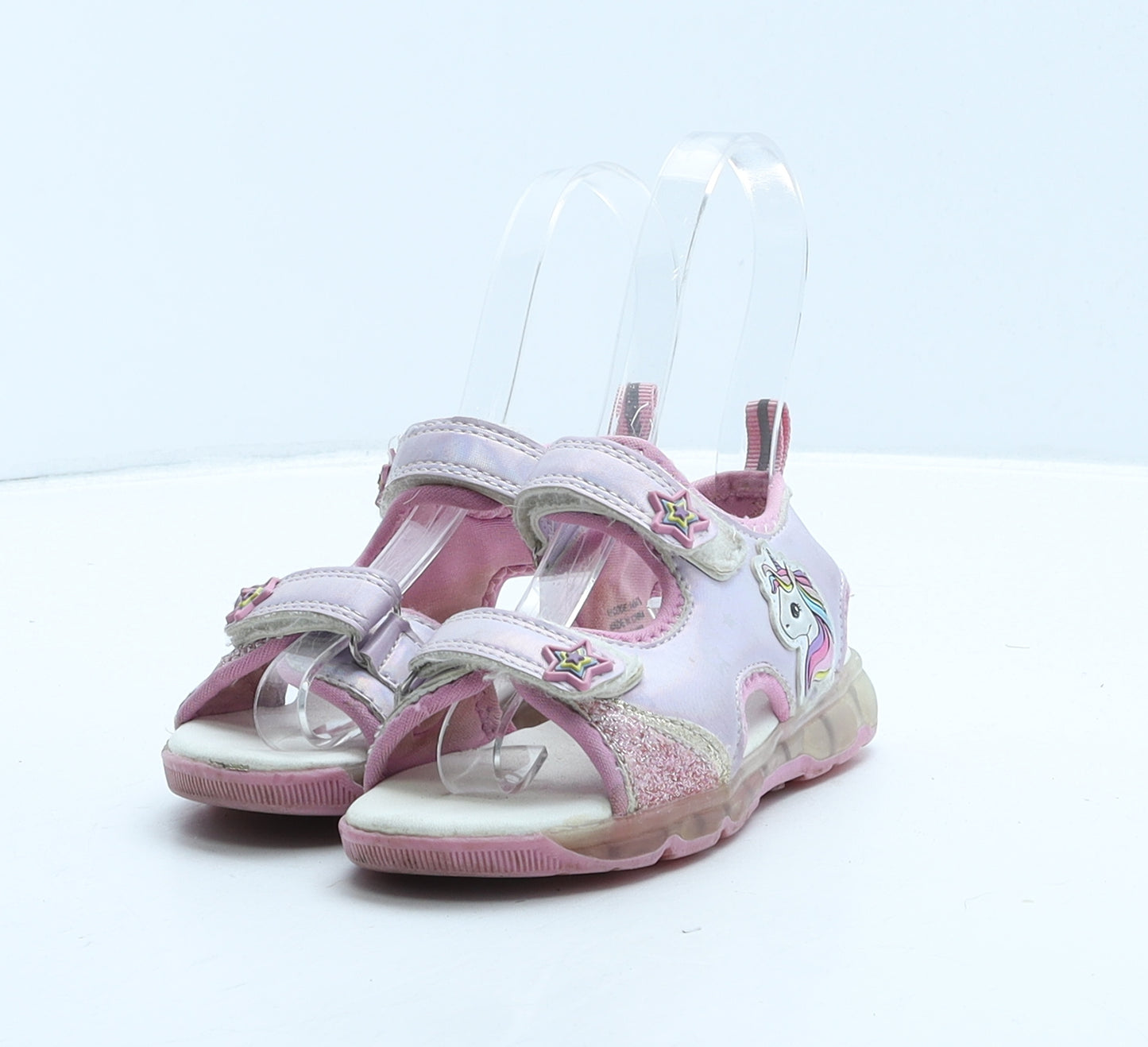 Primark Girls Pink Synthetic Strappy Sandal UK 8 25 - Unicorn/stars