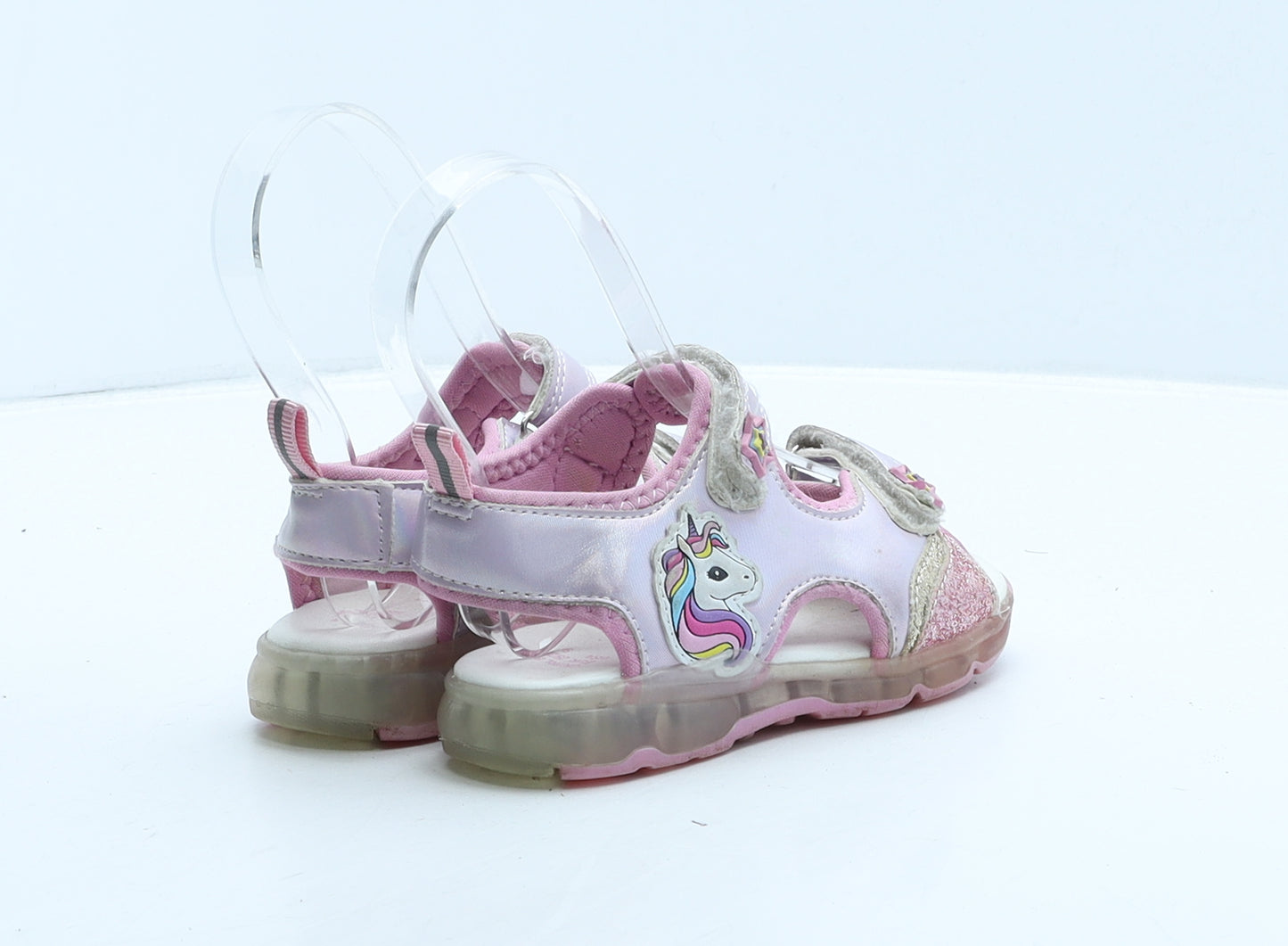 Primark Girls Pink Synthetic Strappy Sandal UK 8 25 - Unicorn/stars