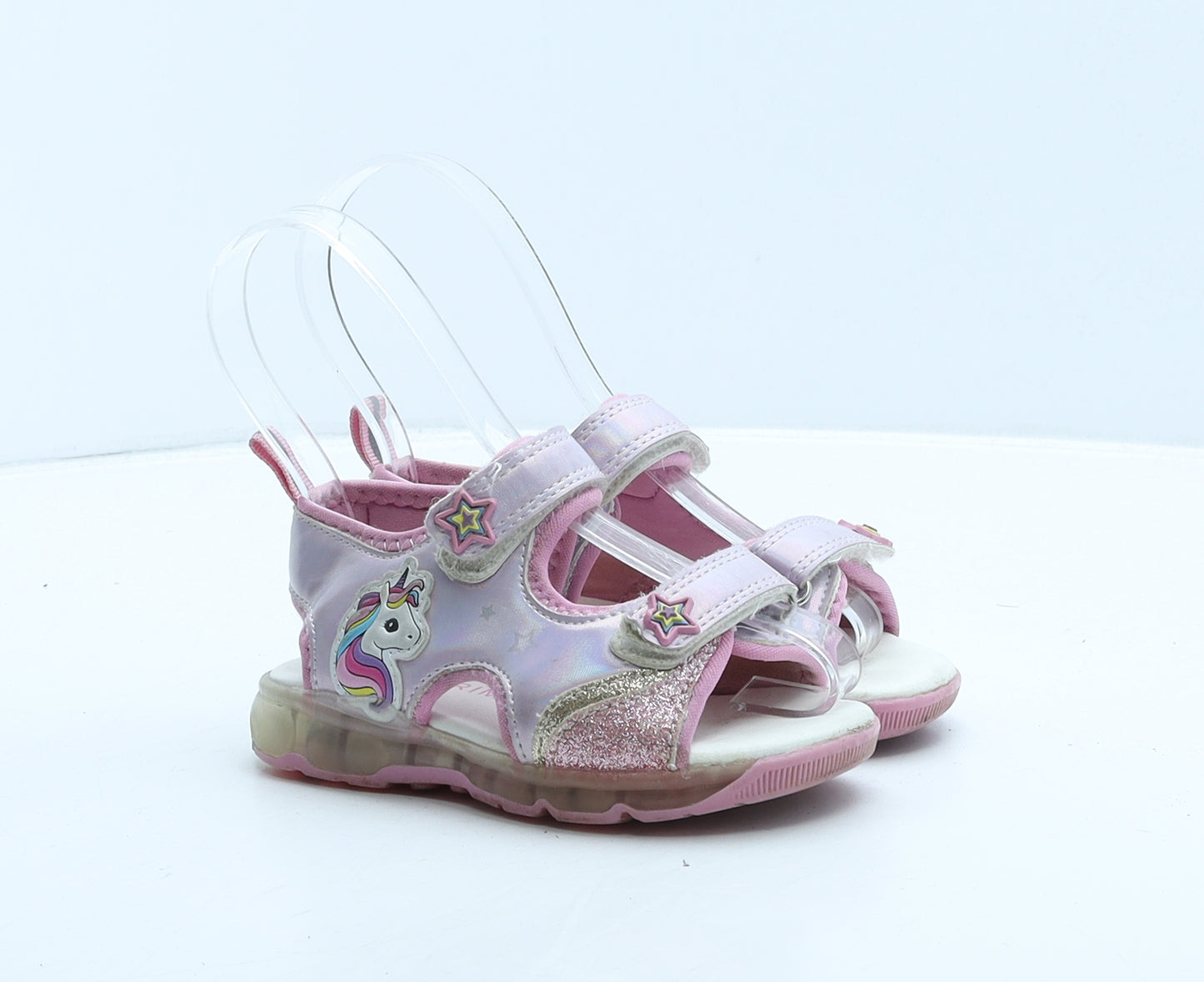 Primark Girls Pink Synthetic Strappy Sandal UK 8 25 - Unicorn/stars