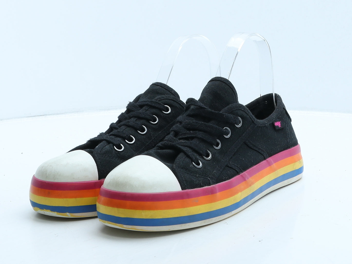 Rocket Dog Womens Black Striped Fabric Trainer UK 6 39