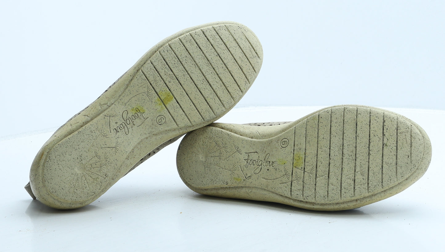FootGlove Womens Beige Geometric Suede Trainer Casual UK 6