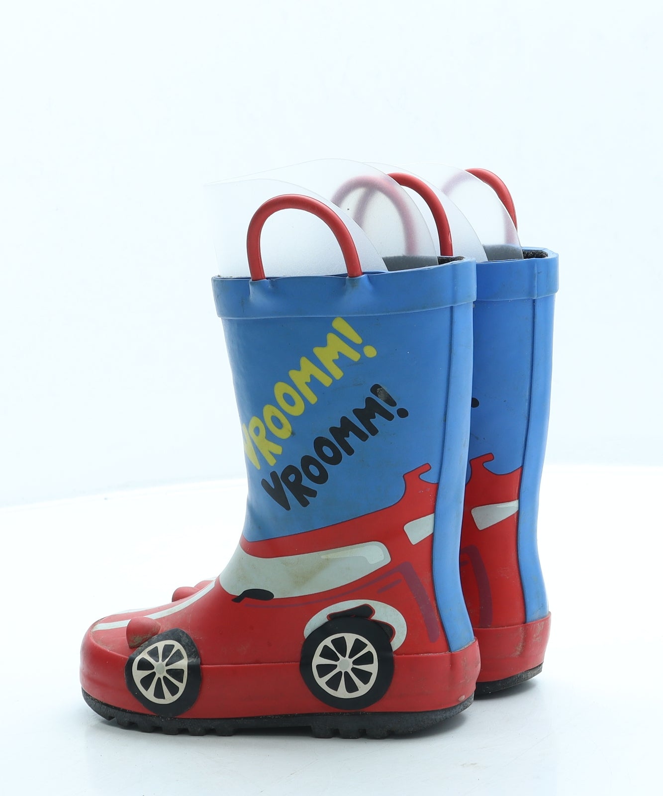 Preworn Boys Red Rubber Wellies Boot UK 8 - Car