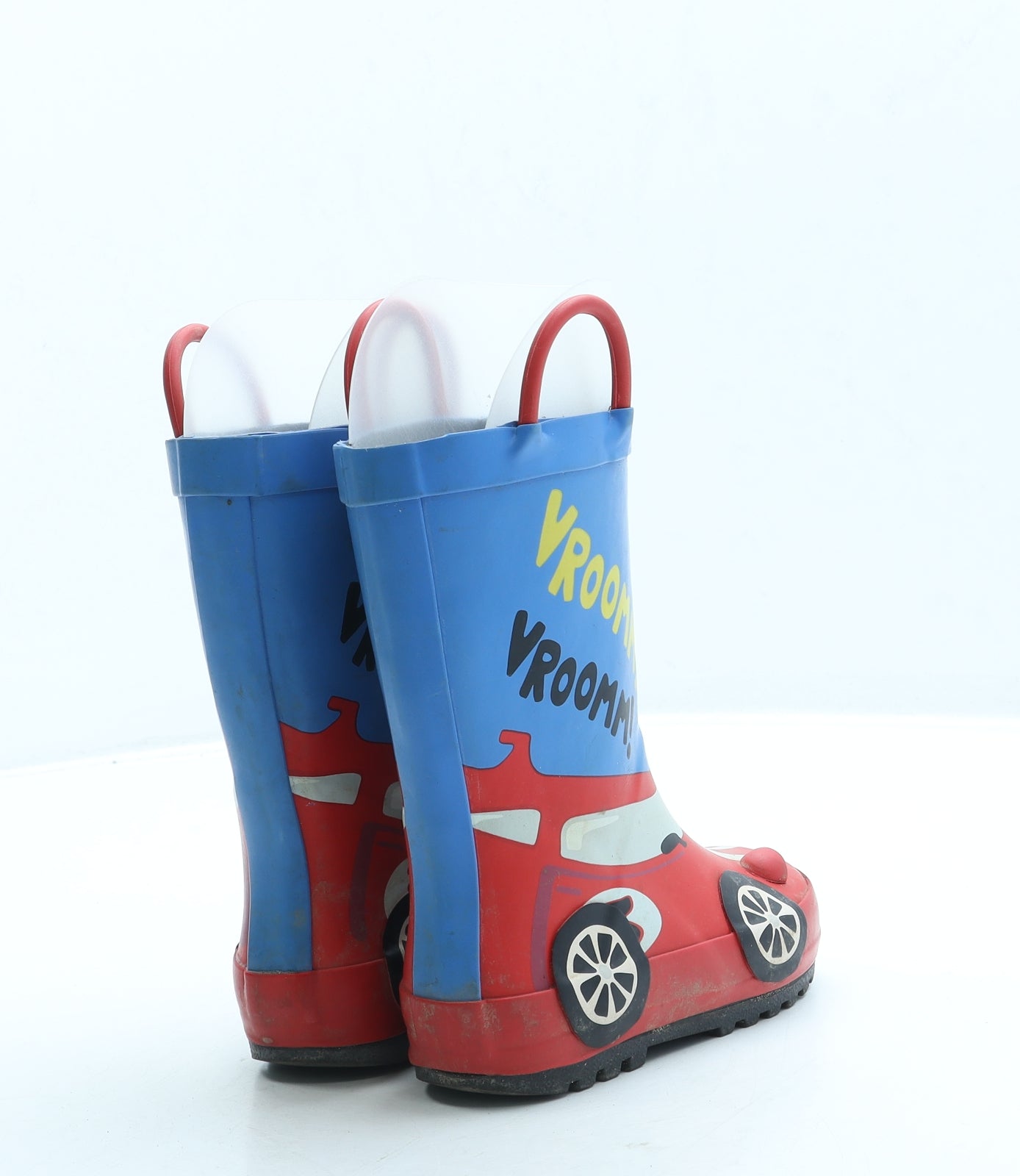 Preworn Boys Red Rubber Wellies Boot UK 8 - Car
