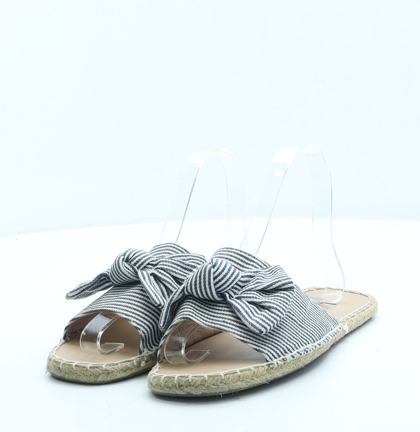 Primark Womens Blue Striped Polyester Slip On Sandal UK 5 38 US 7