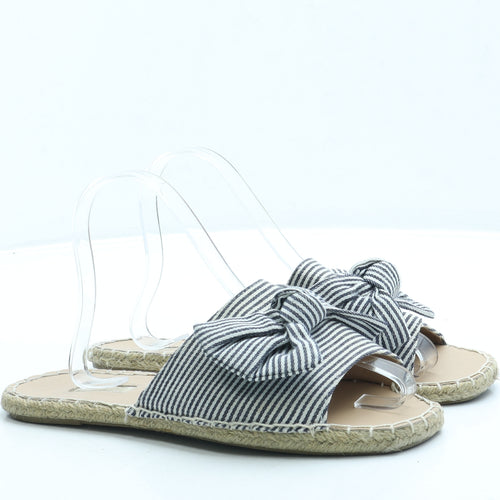 Primark Womens Blue Striped Polyester Slip On Sandal UK 5 38 US 7