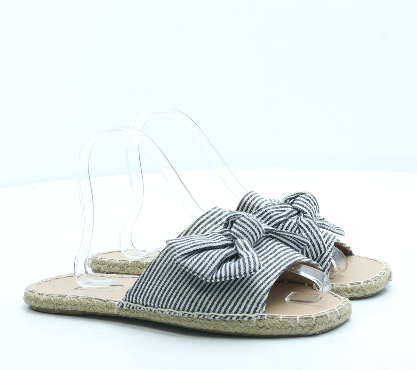 Primark Womens Blue Striped Polyester Slip On Sandal UK 5 38 US 7