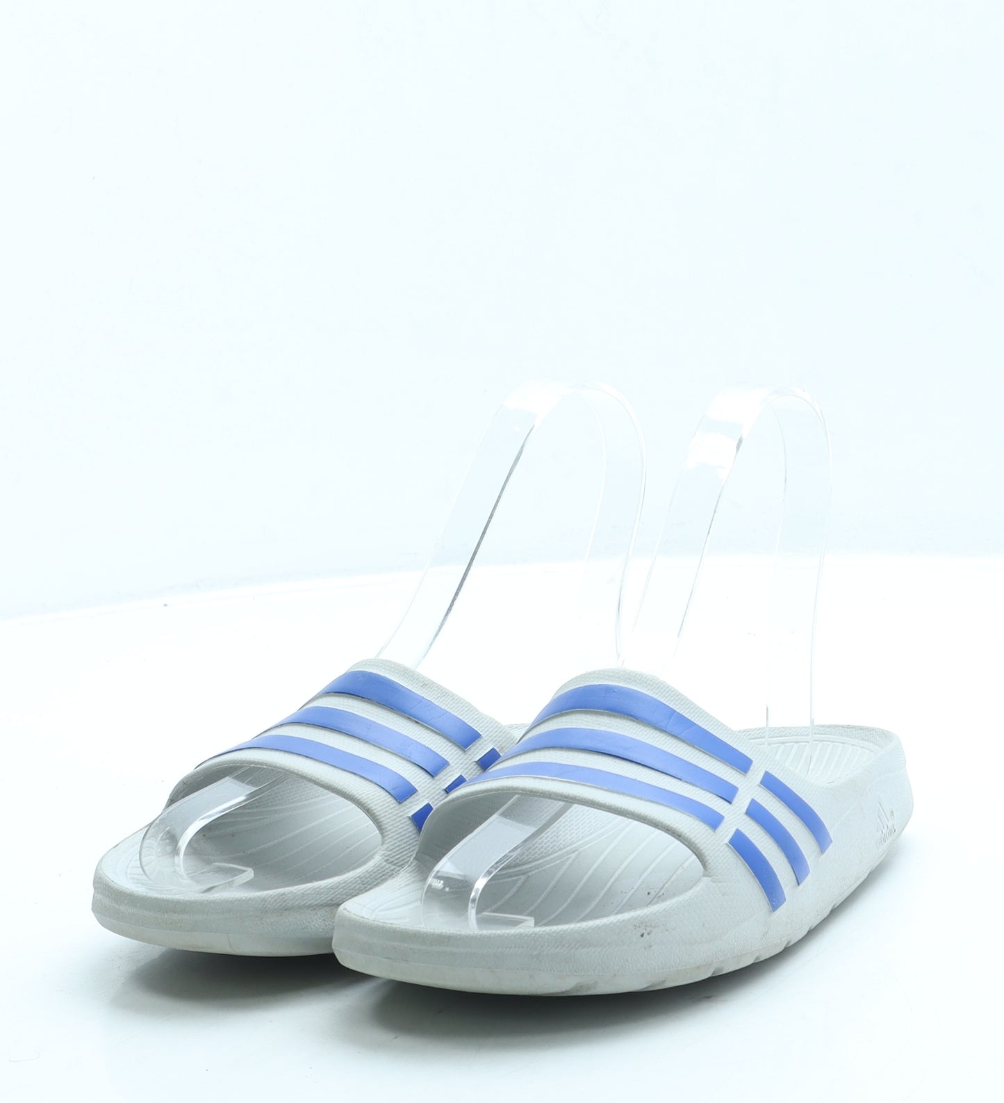 adidas Boys Grey Striped Rubber Slider Sandal UK 1