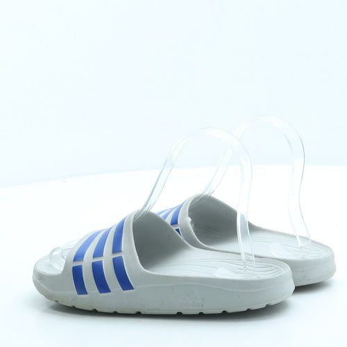 adidas Boys Grey Striped Rubber Slider Sandal UK 1