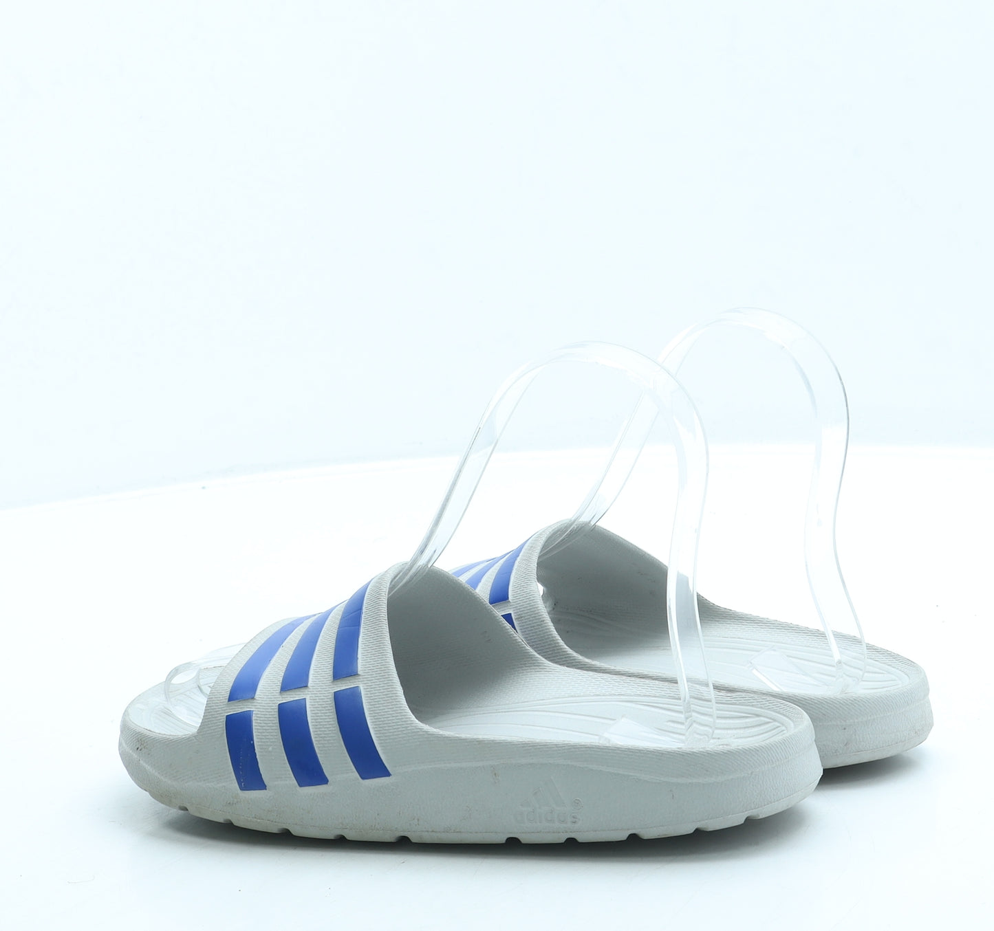 adidas Boys Grey Striped Rubber Slider Sandal UK 1