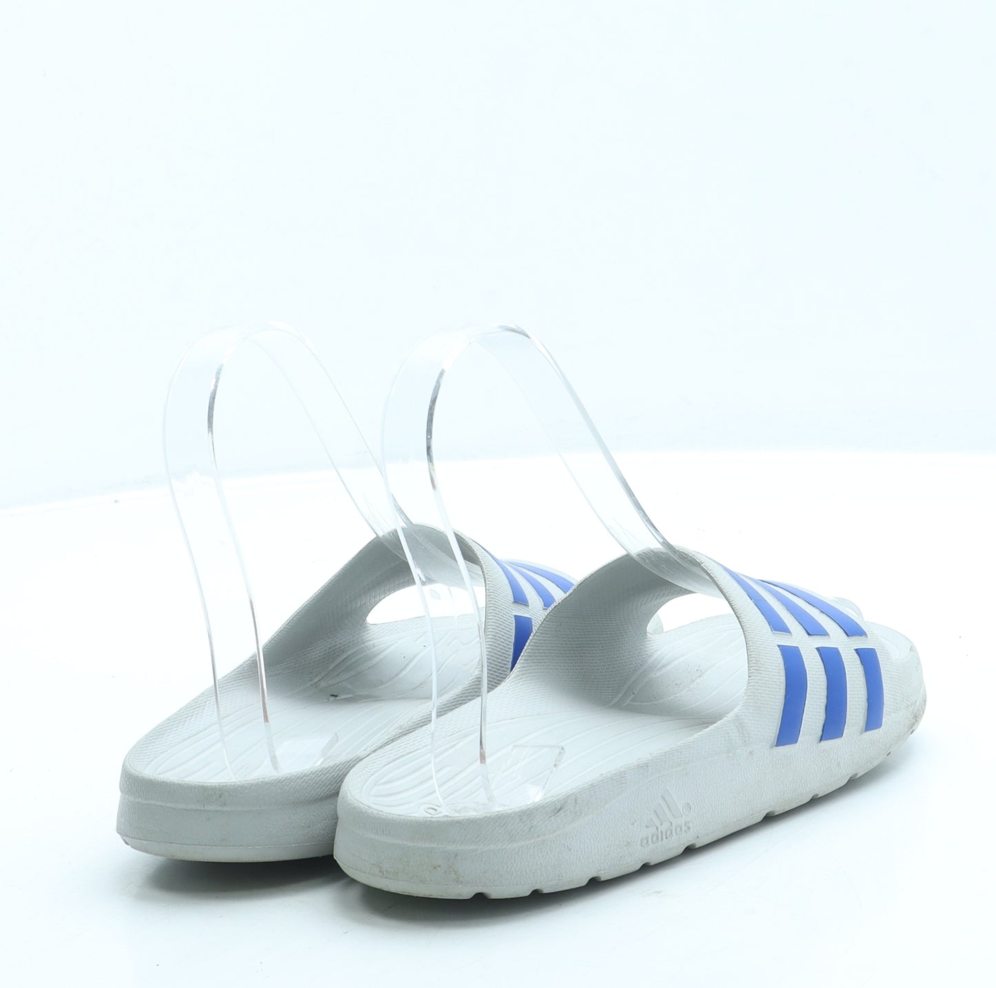 adidas Boys Grey Striped Rubber Slider Sandal UK 1