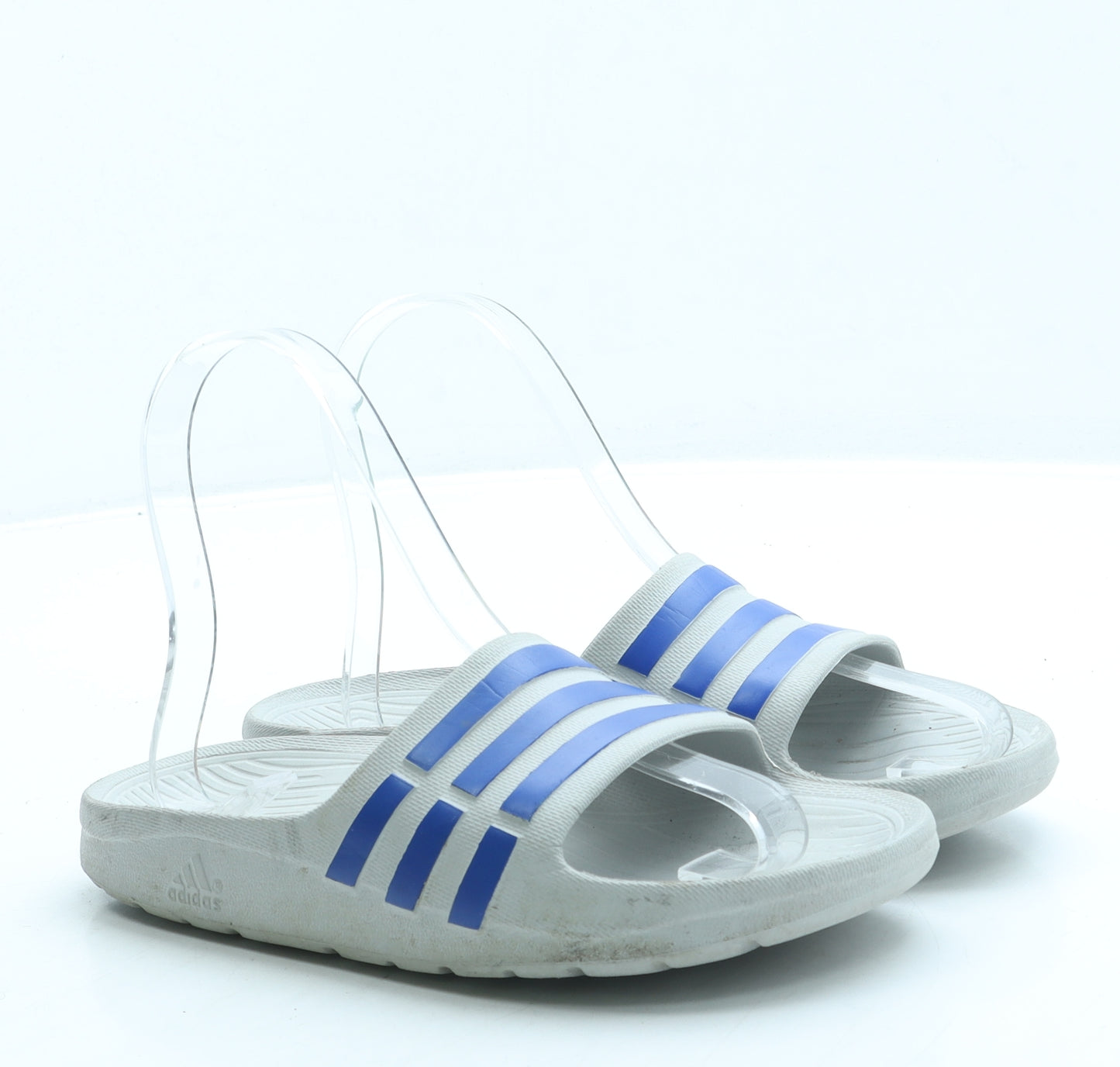 adidas Boys Grey Striped Rubber Slider Sandal UK 1