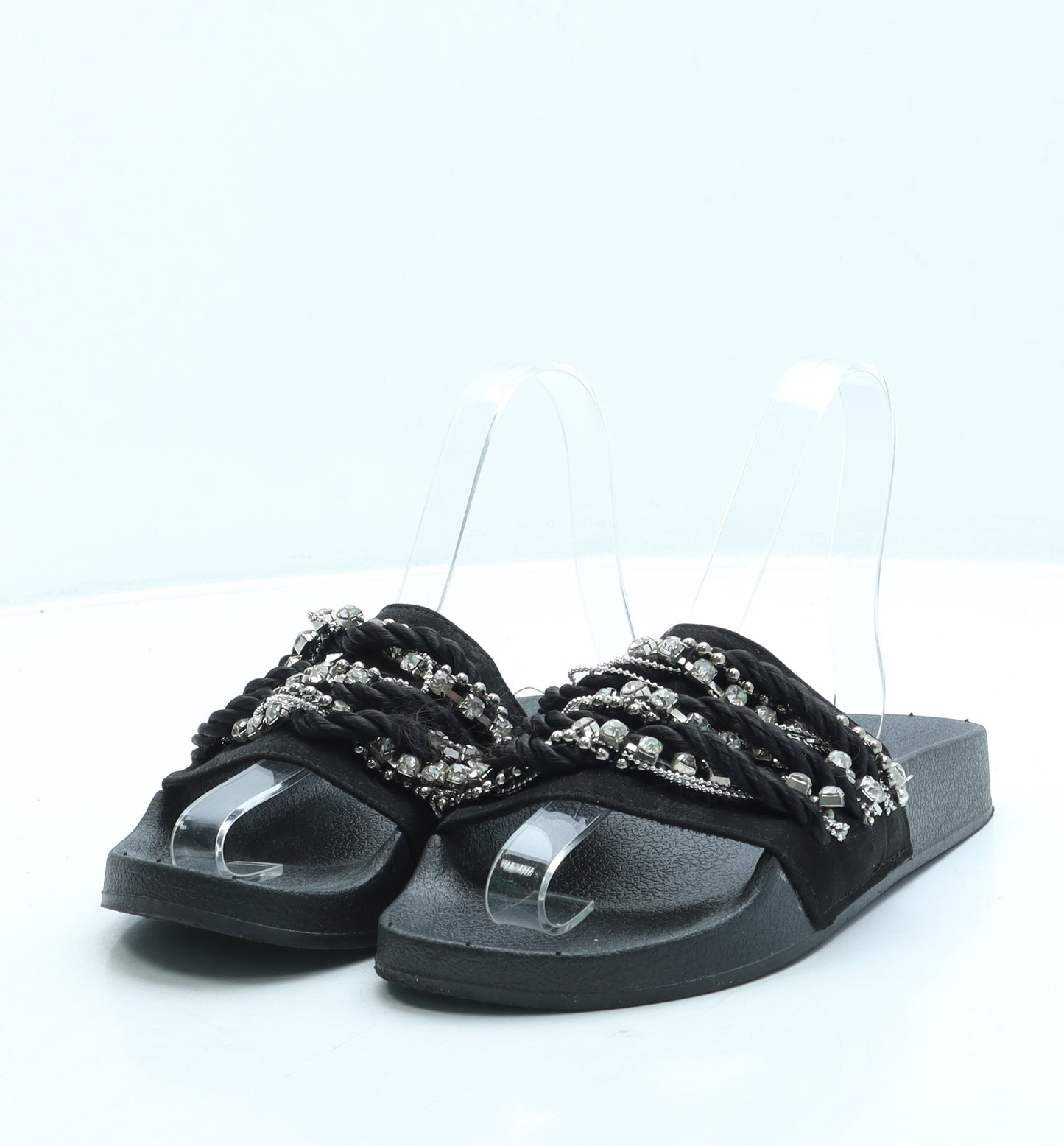 Primark Womens Black Polyester Slider Sandal UK 4 37 US 6