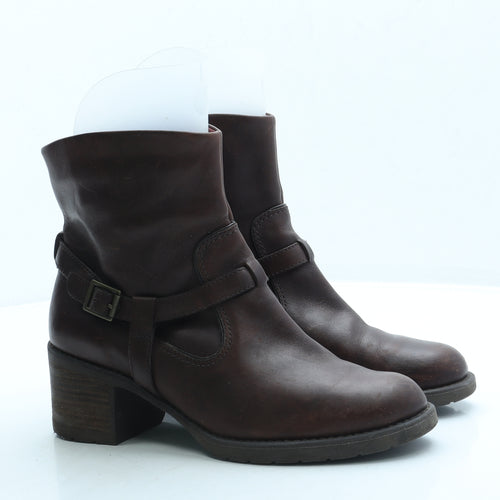Clarks Womens Brown Leather Bootie Boot UK 6.5