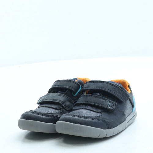 Clarks Boys Blue Leather Trainer UK 5 21