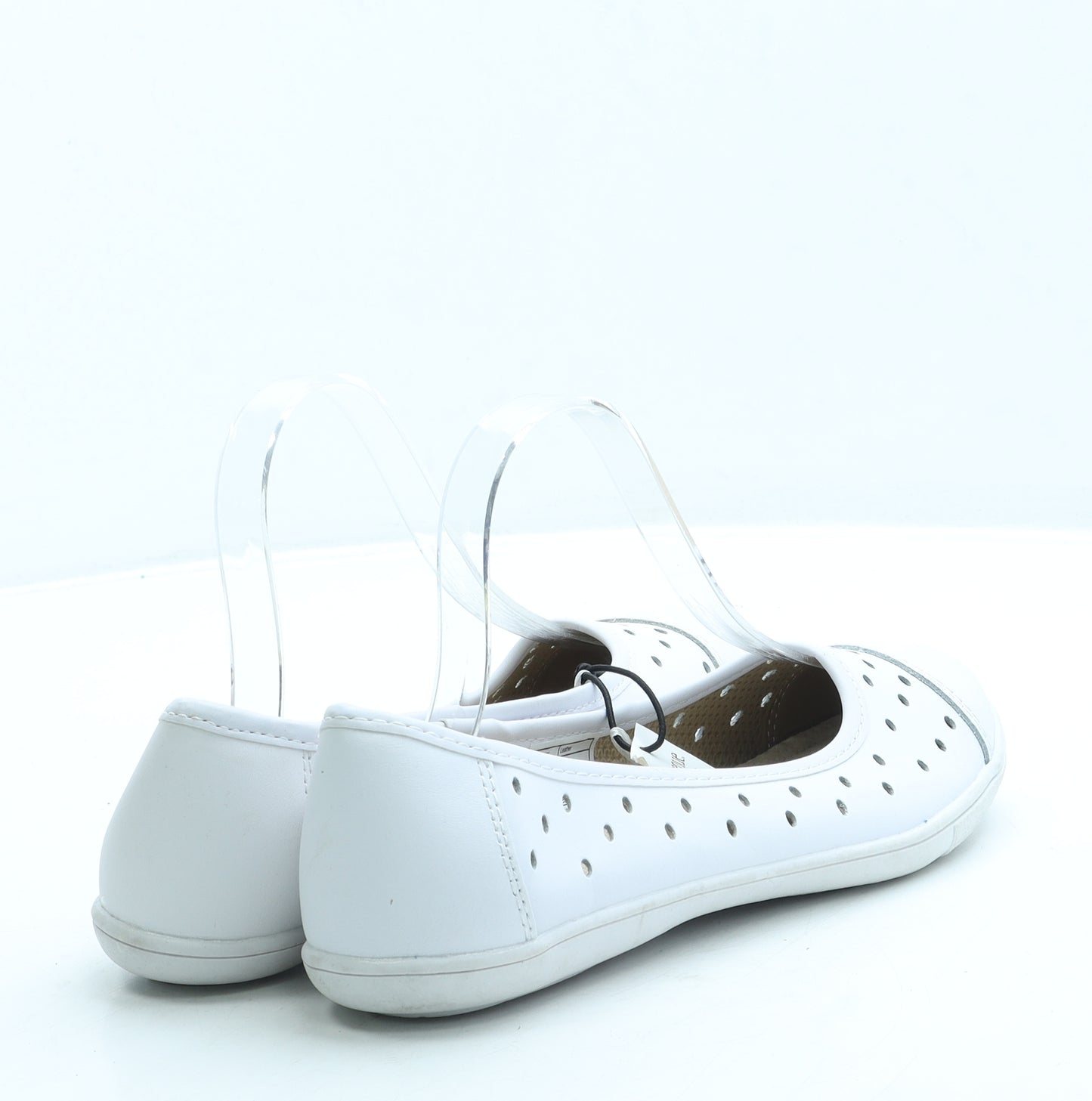 Avenue Womens White Polka Dot Leather Slip On Flat UK 5