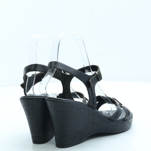 Preworn Womens Black Leather Strappy Heel UK 3 36