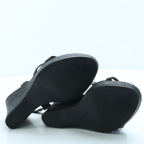 Preworn Womens Black Leather Strappy Heel UK 3 36