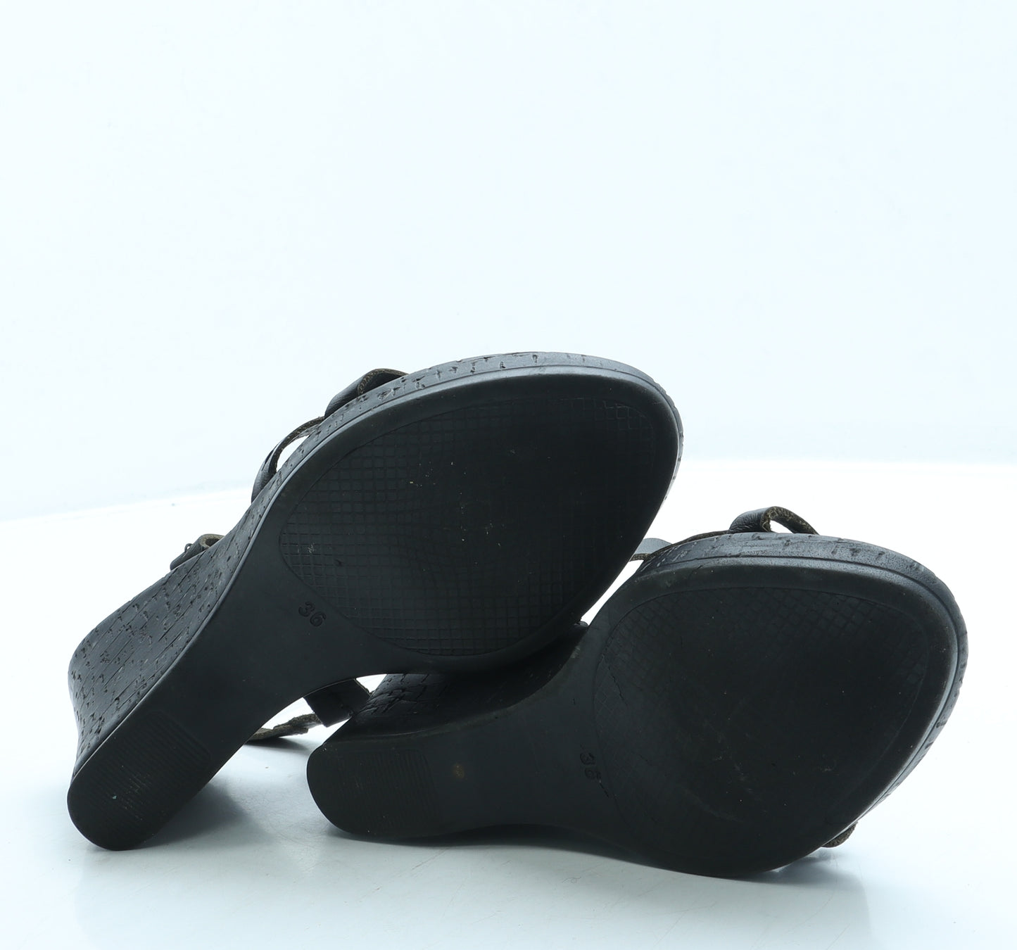 Preworn Womens Black Leather Strappy Heel UK 3 36