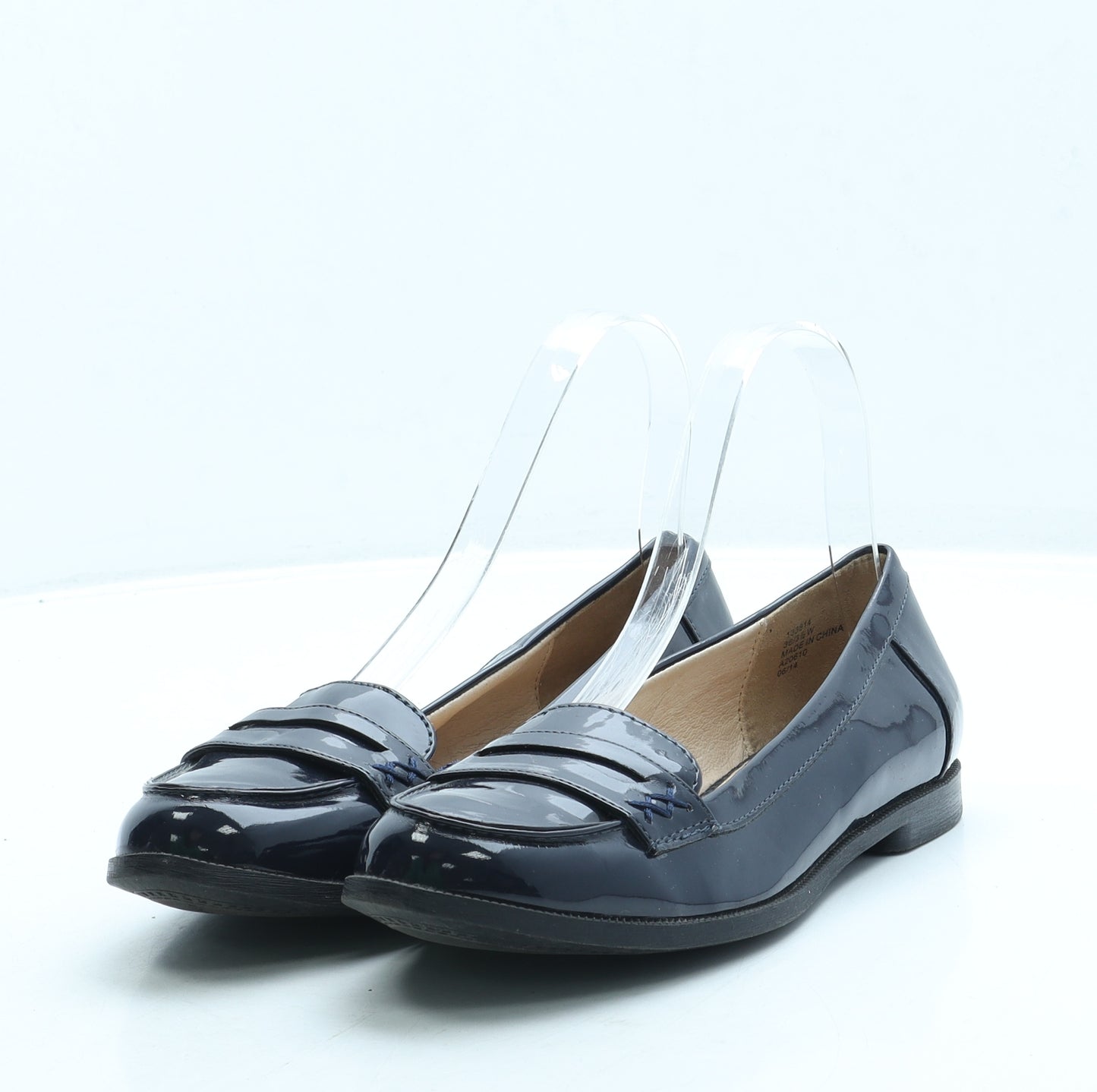 NEXT Womens Blue Patent Leather Loafer Flat UK 3 36 - Wide Fit
