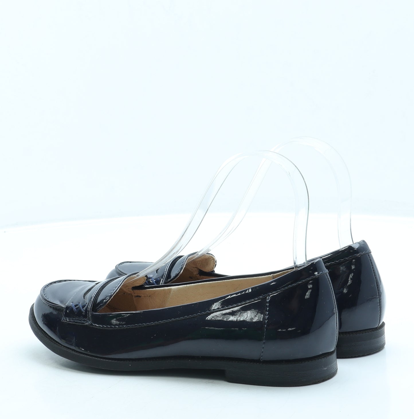 NEXT Womens Blue Patent Leather Loafer Flat UK 3 36 - Wide Fit