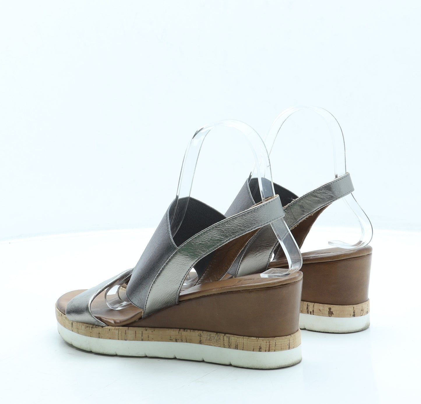 Moda in Pelle Womens Silver Leather Slingback Heel UK 4 37