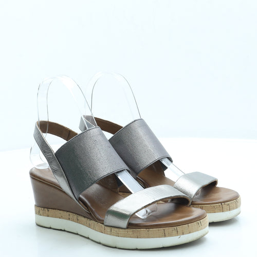 Moda in Pelle Womens Silver Leather Slingback Heel UK 4 37