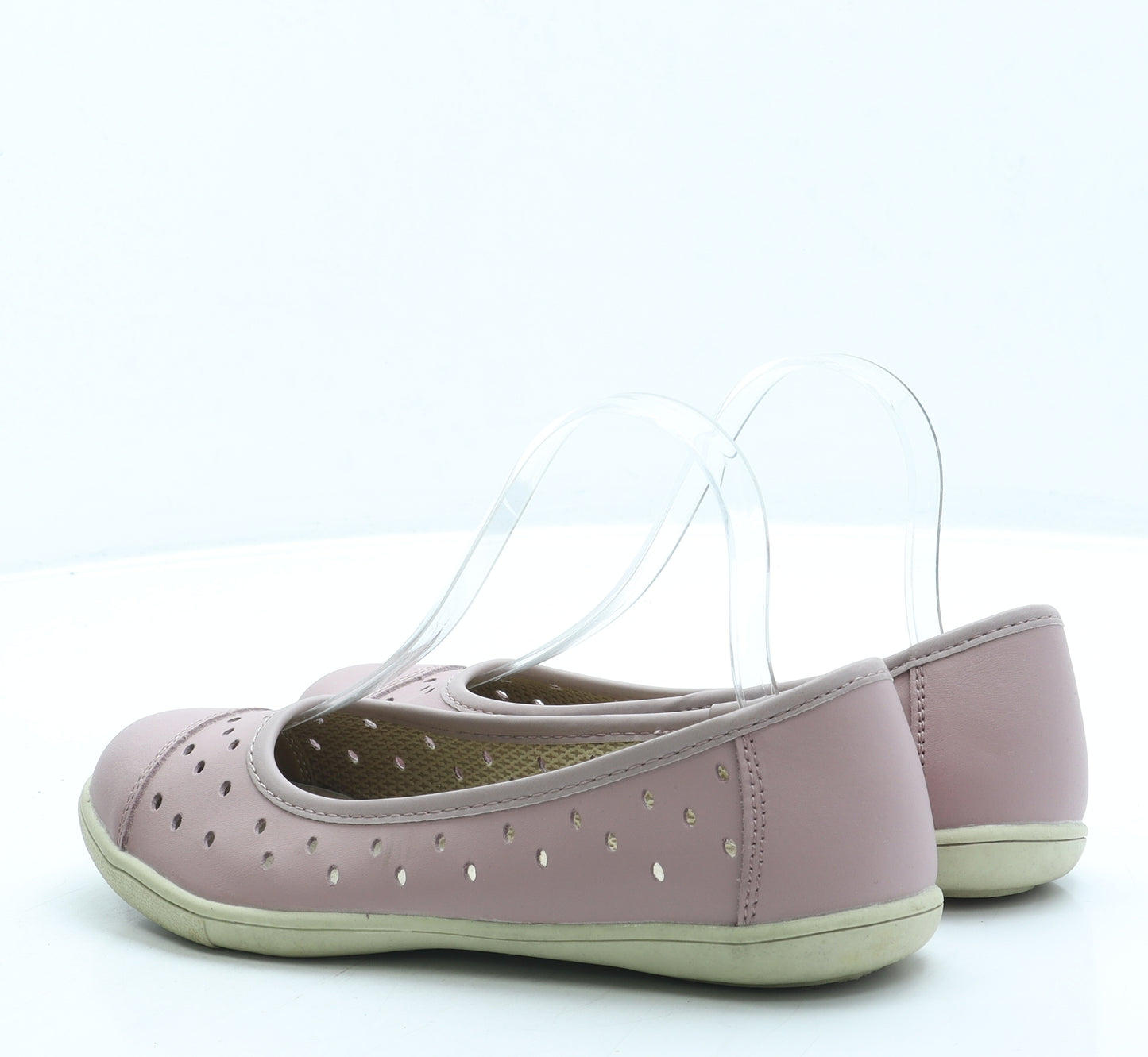 Avenue Womens Pink Polka Dot Leather Slip On Flat UK 5 - Cut out detail