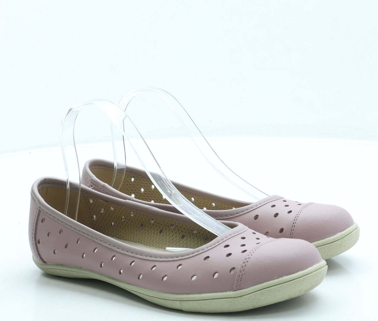 Avenue Womens Pink Polka Dot Leather Slip On Flat UK 5 - Cut out detail