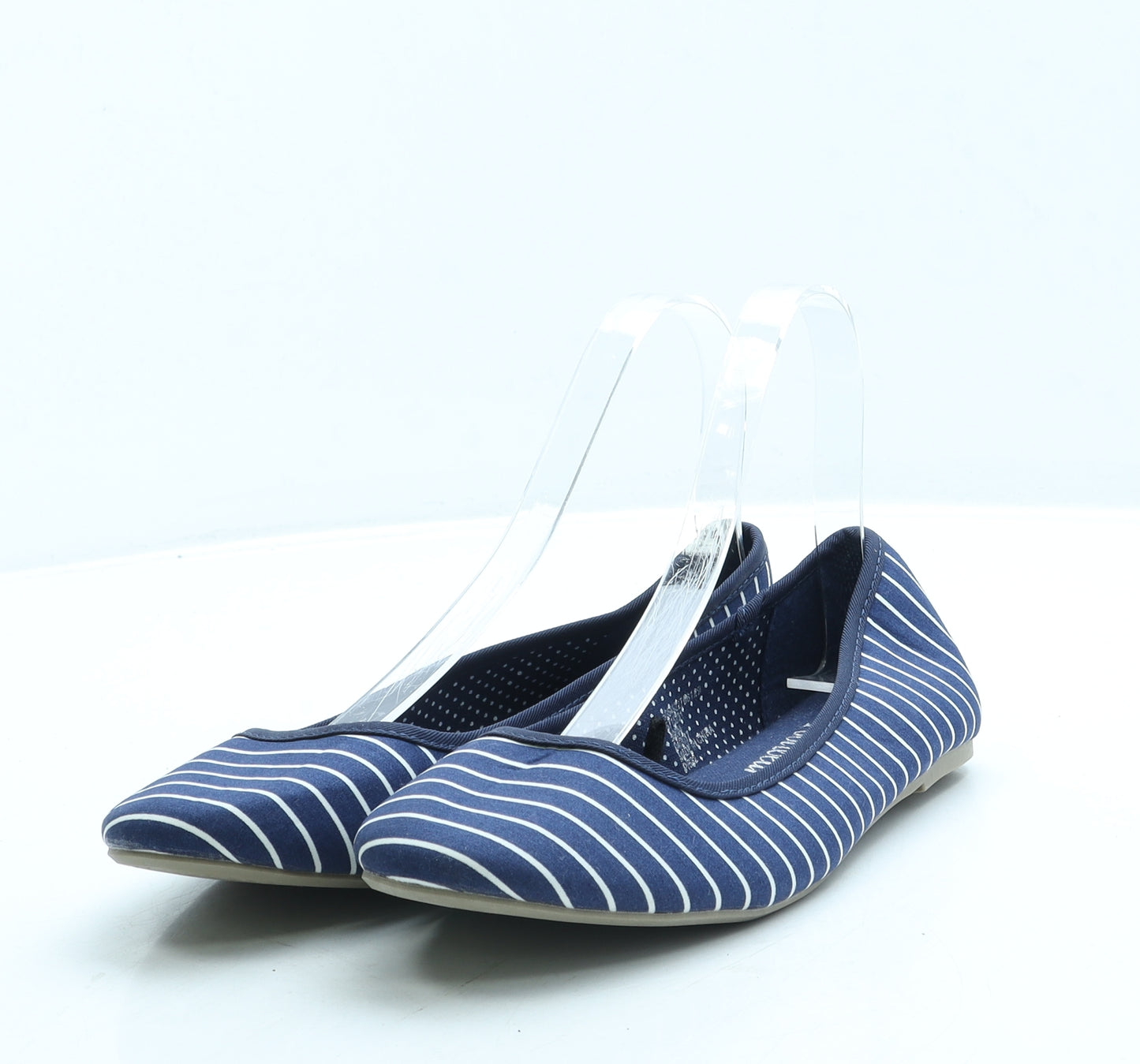 George Womens Blue Striped Fabric Flat UK 6 39