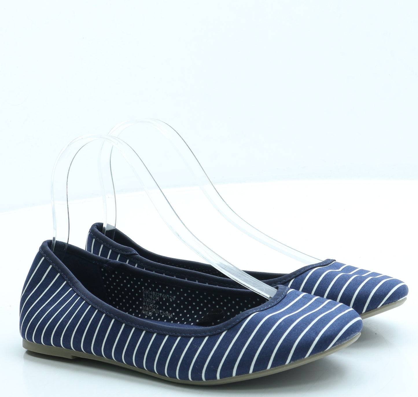 George Womens Blue Striped Fabric Flat UK 6 39