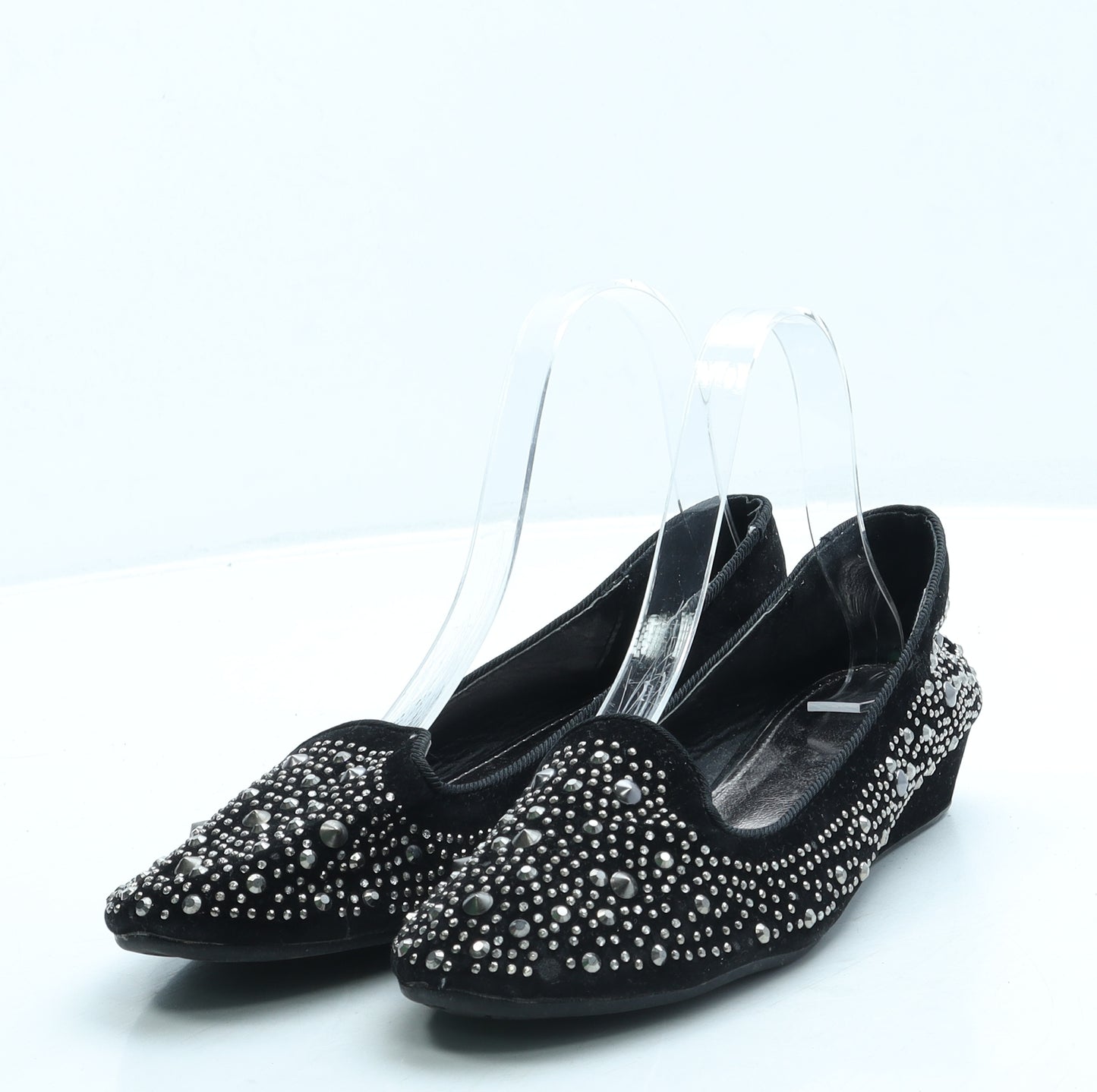 Pavers Womens Black Suede Slip On Flat UK 5 38
