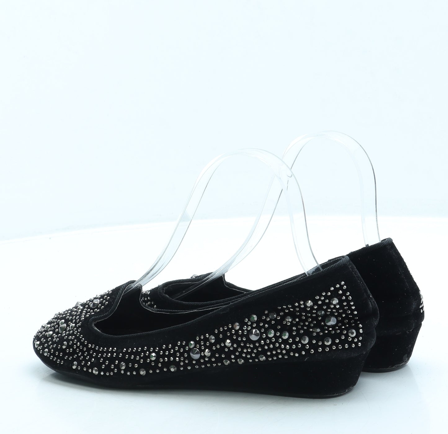 Pavers Womens Black Suede Slip On Flat UK 5 38