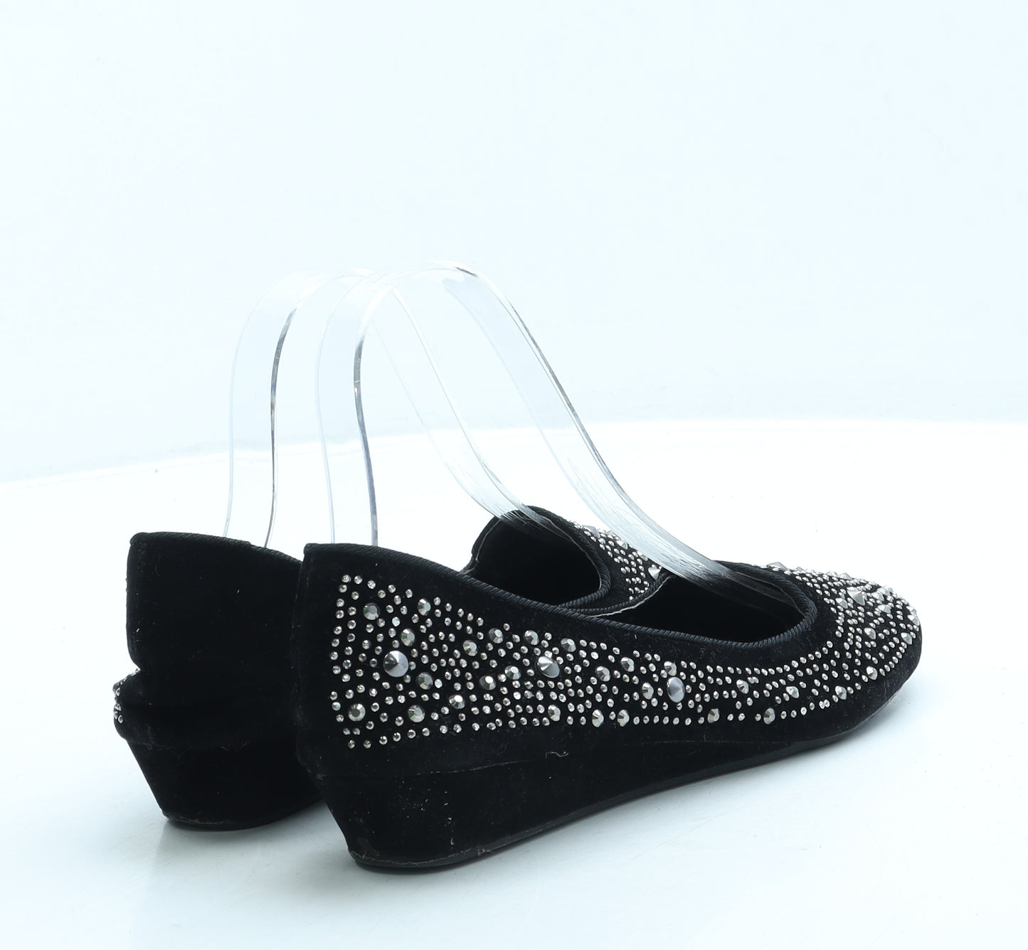 Pavers Womens Black Suede Slip On Flat UK 5 38