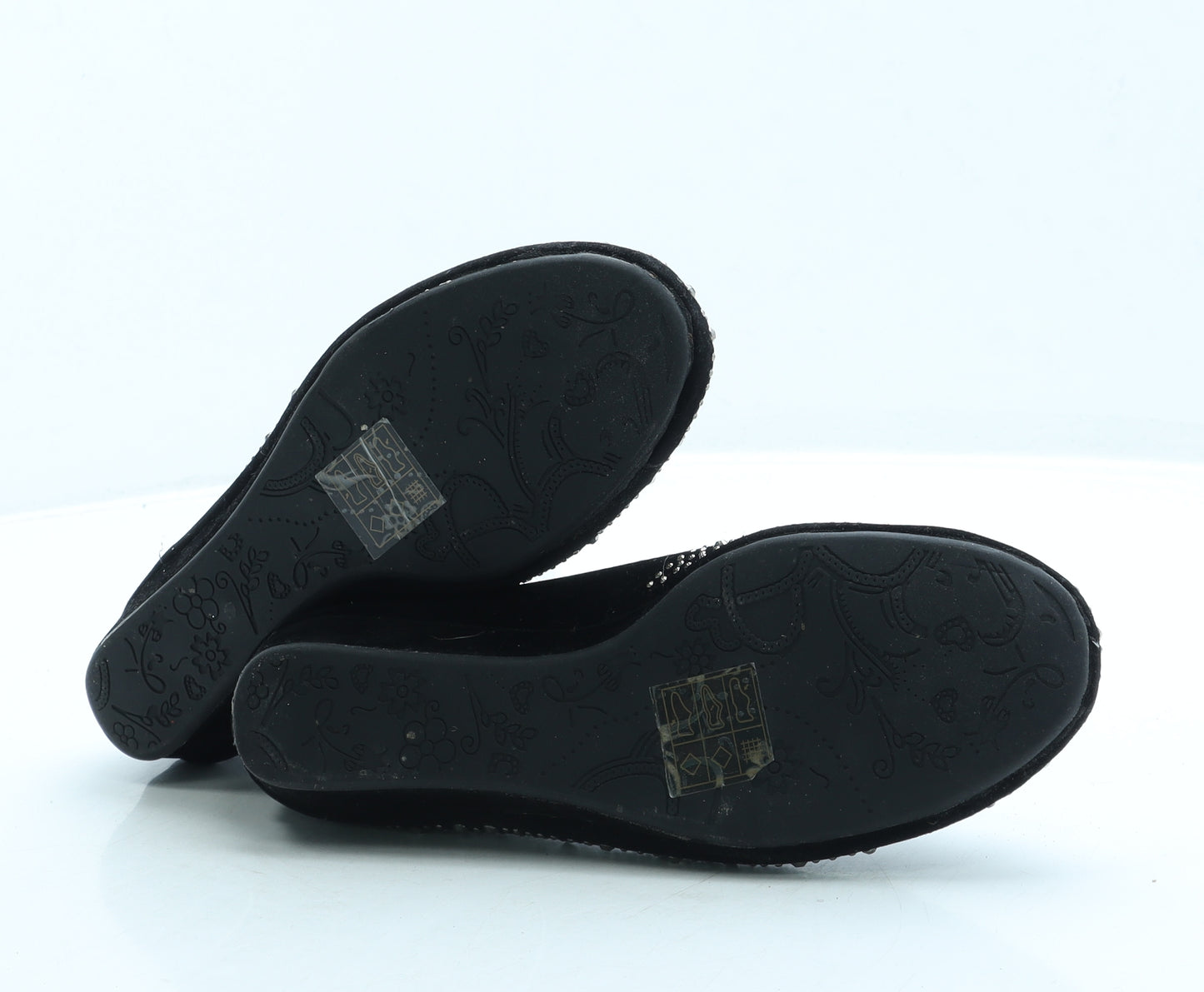 Pavers Womens Black Suede Slip On Flat UK 5 38