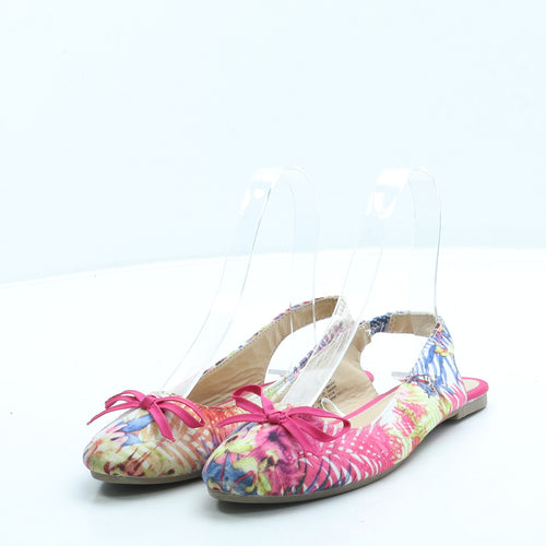 F&F Girls Pink Floral Polyester Slingback Flat UK 1 33