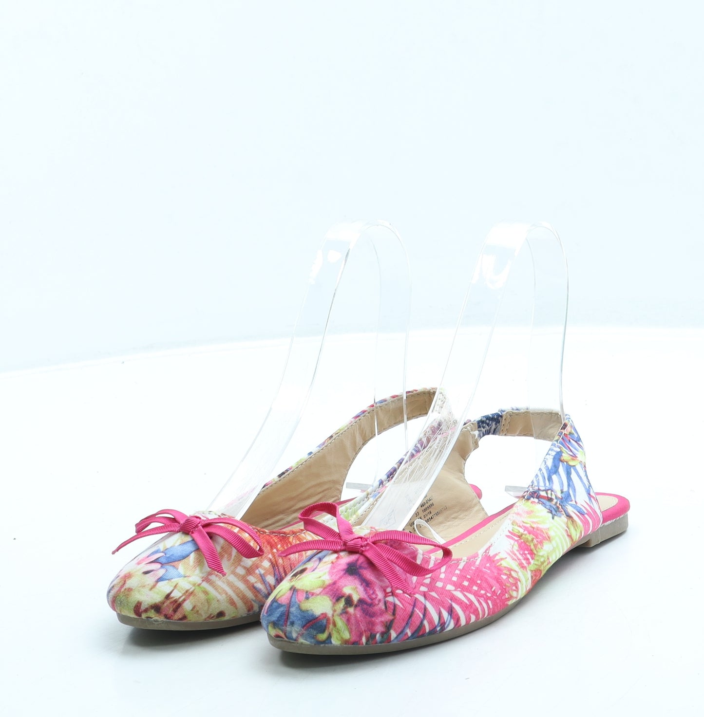 F&F Girls Pink Floral Polyester Slingback Flat UK 1 33