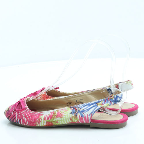 F&F Girls Pink Floral Polyester Slingback Flat UK 1 33