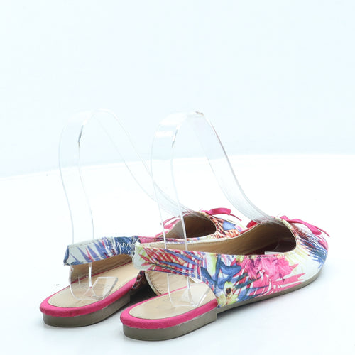 F&F Girls Pink Floral Polyester Slingback Flat UK 1 33