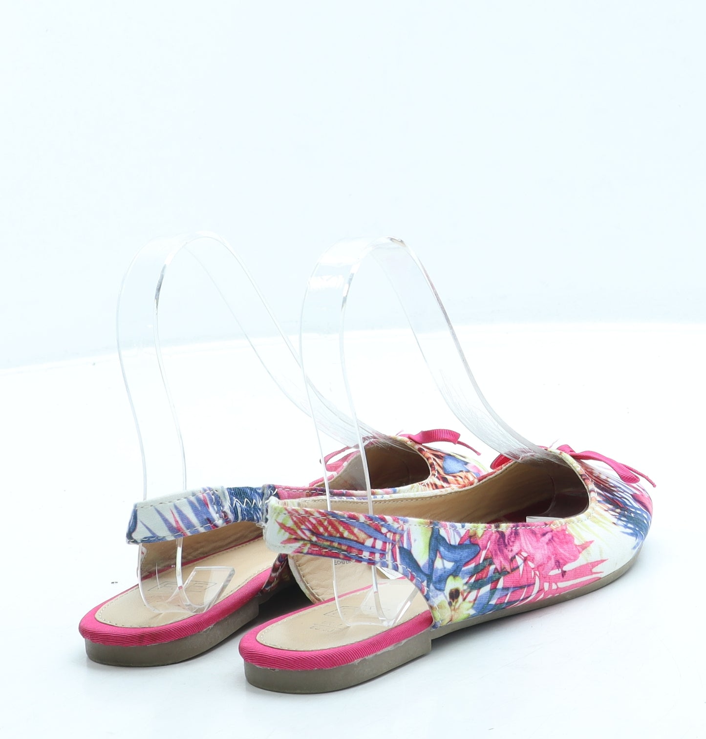 F&F Girls Pink Floral Polyester Slingback Flat UK 1 33