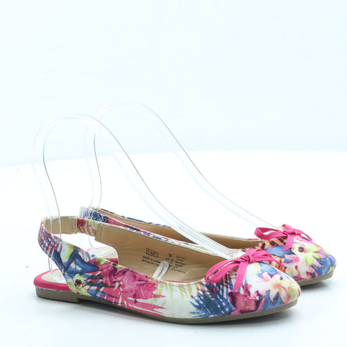F&F Girls Pink Floral Polyester Slingback Flat UK 1 33
