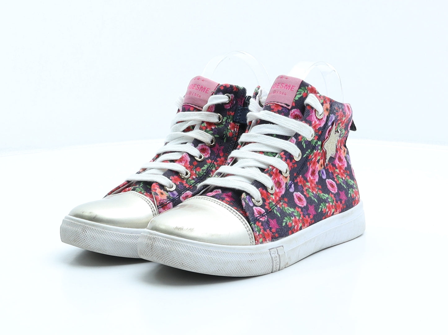 Shoesme Girls Multicoloured Floral Fabric Trainer UK 3 35 - Star detail