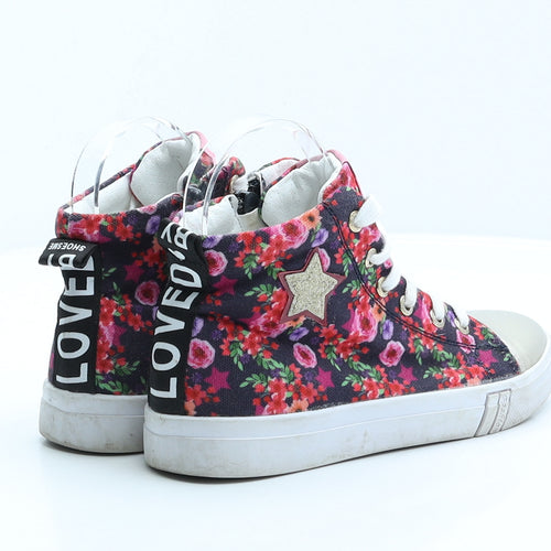 Shoesme Girls Multicoloured Floral Fabric Trainer UK 3 35 - Star detail