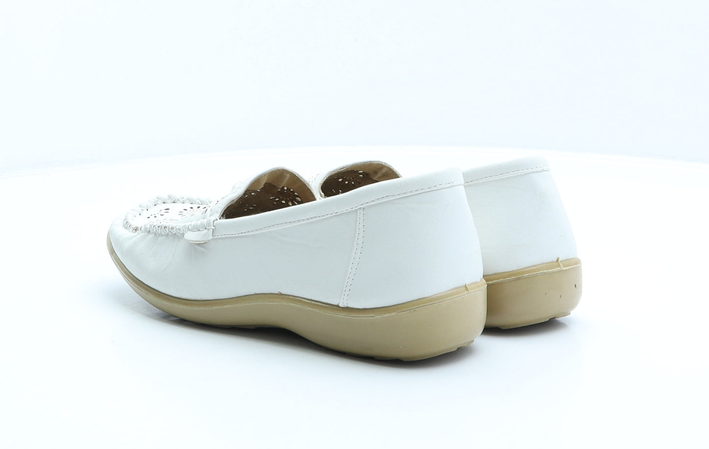 Softlites Womens White Floral Synthetic Loafer Flat UK 7