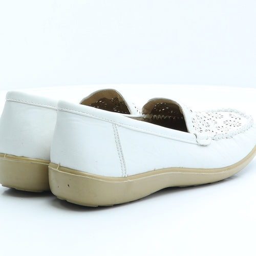 Softlites Womens White Floral Synthetic Loafer Flat UK 7