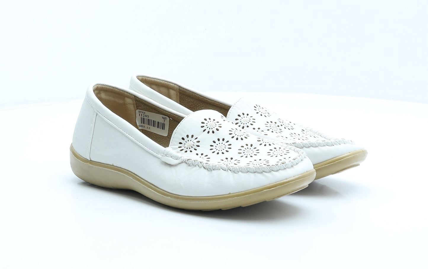 Softlites Womens White Floral Synthetic Loafer Flat UK 7