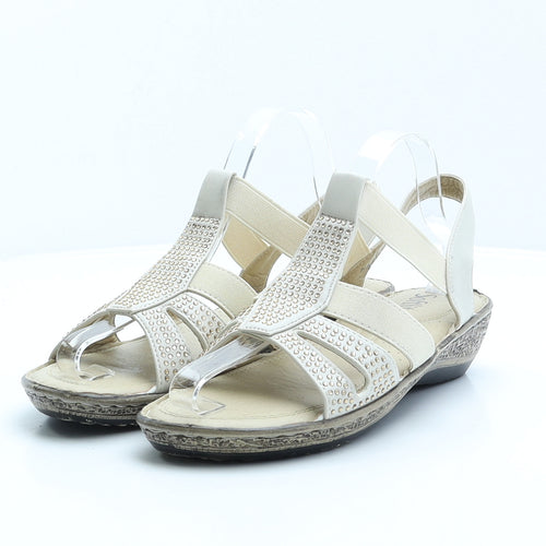 Softlites Womens Beige Spotted Synthetic Strappy Sandal UK 9