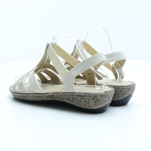 Softlites Womens Beige Spotted Synthetic Strappy Sandal UK 9