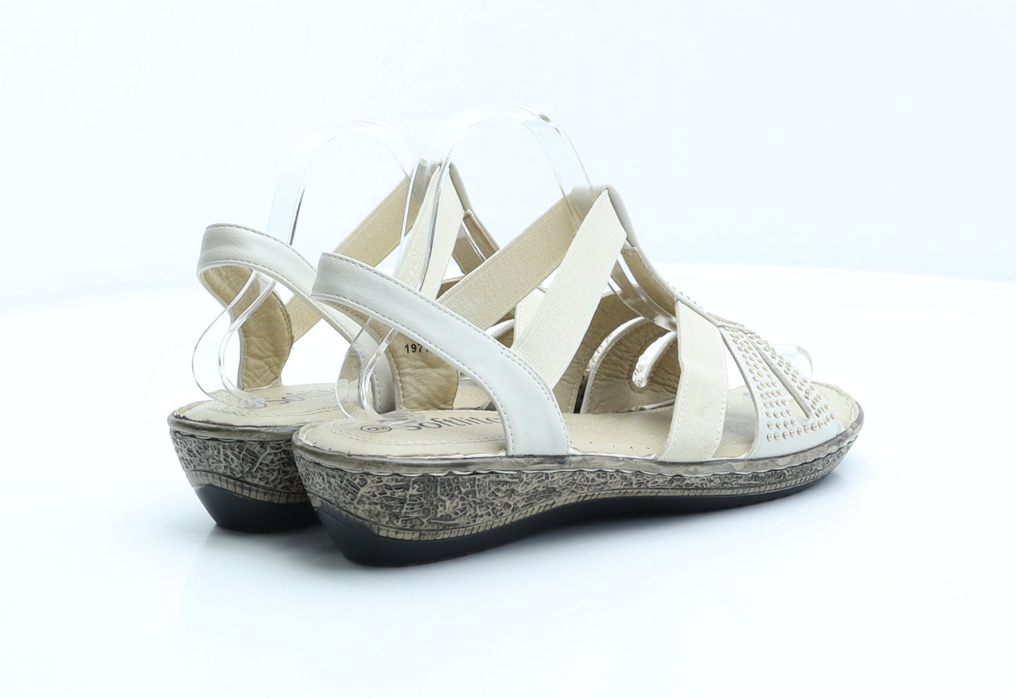 Softlites Womens Beige Spotted Synthetic Strappy Sandal UK 9